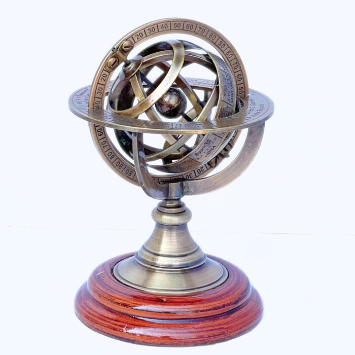 collectiblesBuy - Reloj de globo de esfera armillar de latón con brújula vintage - Tipo de material: De Metal
