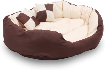 long rich Happycare Textiles - Cama ovalada para mascotas con cojín reversible extraíble