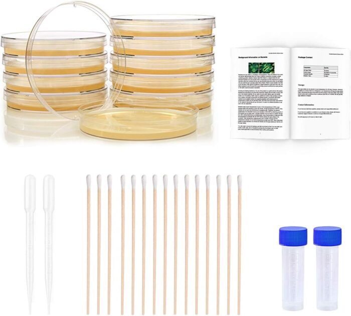 DalosDream - Kit de ciencia de bacterias de Petri Platos con agar e hisopo