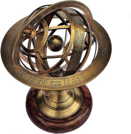 Castle Instruments - Globo de esfera armilar de latón antiguo de astrolabio del zodiaco
