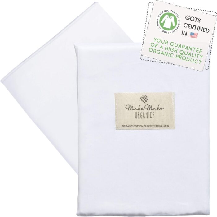 Makemake Organics - Funda de almohada de algodón orgánico (juego de 2) con certificación GOTS con cremallera ( Tamaño de: 14 x 19 pulgadas