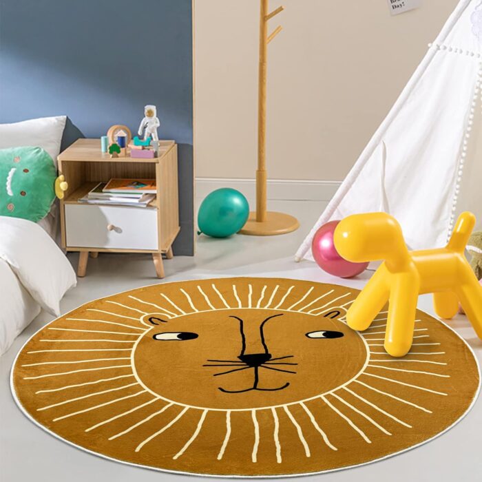 alfombra redonda para bebés y niños uso de juego diseño de león
