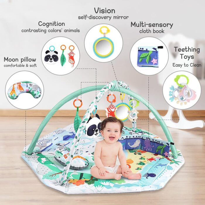Gimnasio de actividades para bebés y piscina de pelotas para exploración sensorial y desarrollo de habilidades motoras