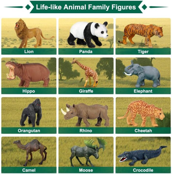 paquete de 12 figuras realistas de animales salvajes gigantes