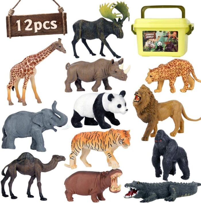 Kit de 12 figuras de animales de juguetes safari