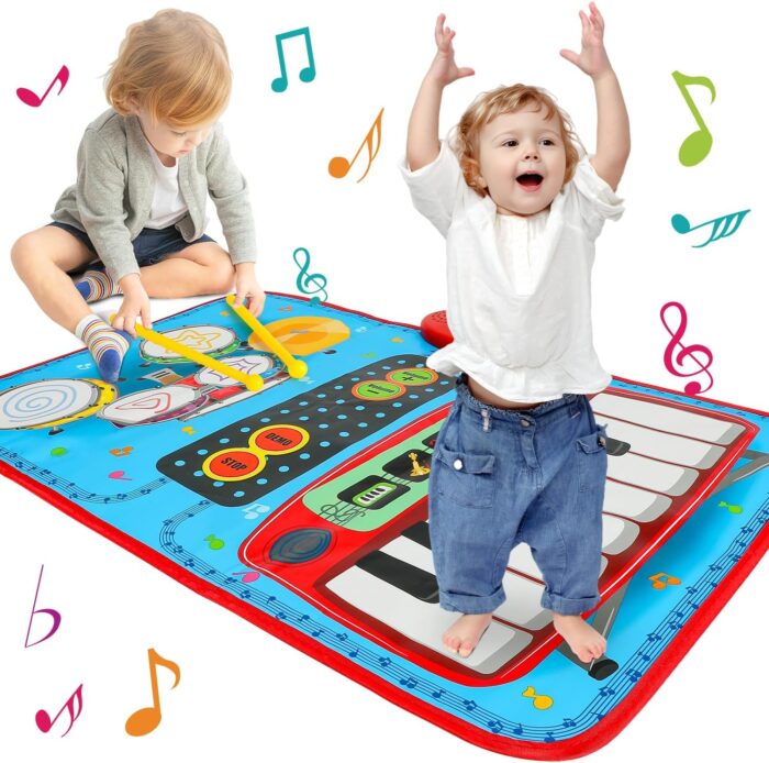 Popsunny - Tapete musical 2 en 1 para niños pequeños de 3 años o más