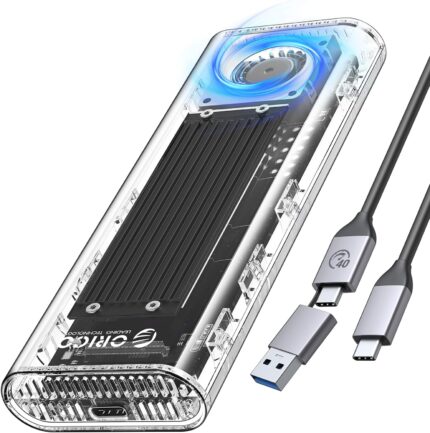 ORICO - Carcasa Transparente SSD NVMe M.2 de 40 Gbps con ventilador de refrigeración integrado
