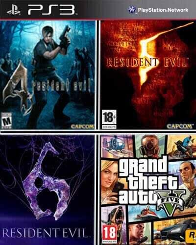 Ps3 Digital Combo 4x1 GTA V + Resident Evil 4 + 5 + 6
