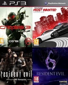 Ps3 Digital Combo 4x1 RE Remasterizado + RE6 + Crysis 3 + Most Wanted