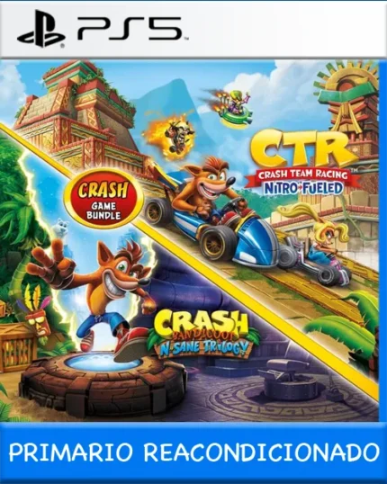Ps5 Digital Crash Bandicoot Bundle - N. Sane Trilogy + CTR Nitro-Fueled Primario Reacondicionado